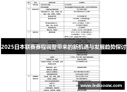 2025日本联赛赛程调整带来的新机遇与发展趋势探讨